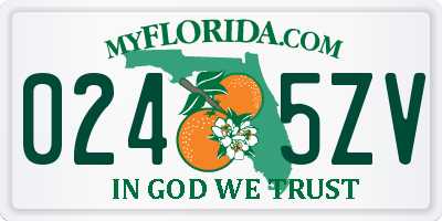 FL license plate 0245ZV