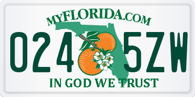 FL license plate 0245ZW
