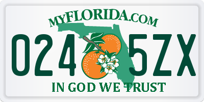 FL license plate 0245ZX