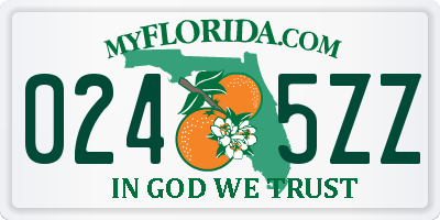 FL license plate 0245ZZ