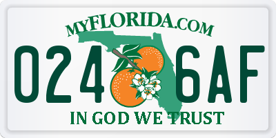 FL license plate 0246AF