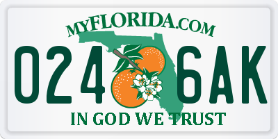 FL license plate 0246AK