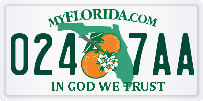 FL license plate 0247AA