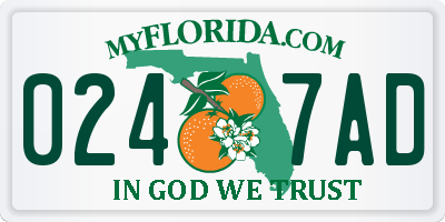 FL license plate 0247AD