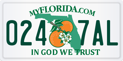 FL license plate 0247AL