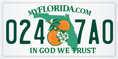 FL license plate 0247AO