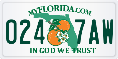 FL license plate 0247AW