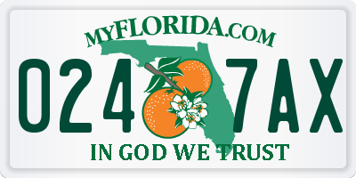 FL license plate 0247AX