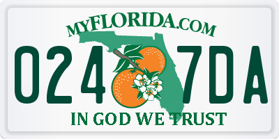 FL license plate 0247DA