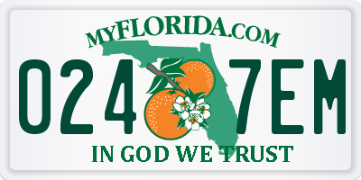 FL license plate 0247EM