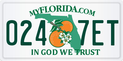 FL license plate 0247ET