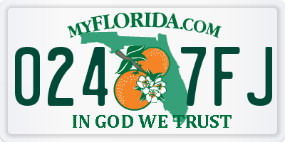 FL license plate 0247FJ