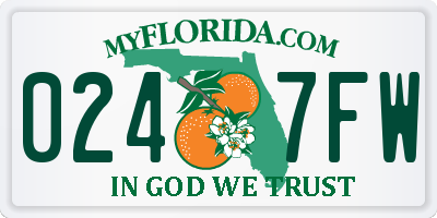 FL license plate 0247FW
