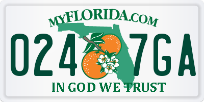 FL license plate 0247GA