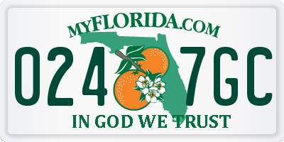 FL license plate 0247GC