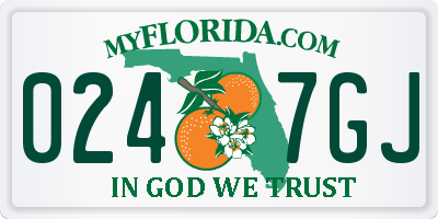 FL license plate 0247GJ