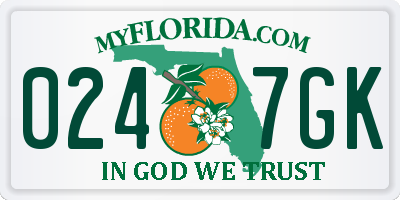 FL license plate 0247GK