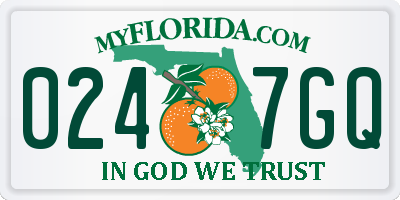 FL license plate 0247GQ