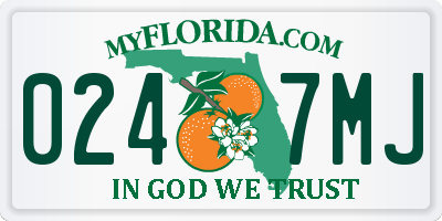 FL license plate 0247MJ