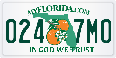 FL license plate 0247MO