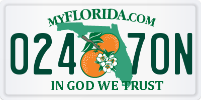FL license plate 0247ON