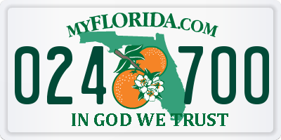 FL license plate 0247OO
