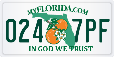 FL license plate 0247PF