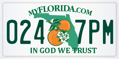 FL license plate 0247PM