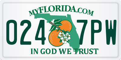 FL license plate 0247PW