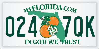 FL license plate 0247QK