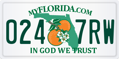 FL license plate 0247RW