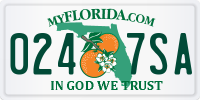 FL license plate 0247SA