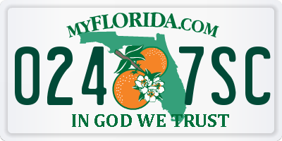 FL license plate 0247SC