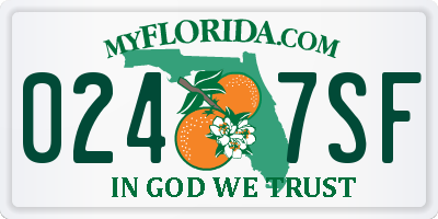FL license plate 0247SF