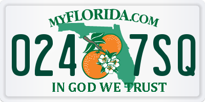 FL license plate 0247SQ