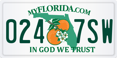 FL license plate 0247SW