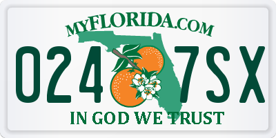 FL license plate 0247SX