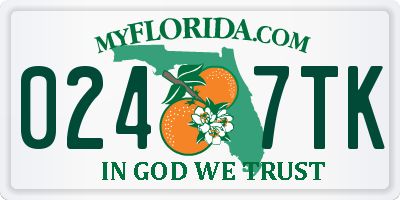 FL license plate 0247TK