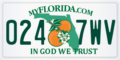 FL license plate 0247WV