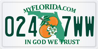 FL license plate 0247WW