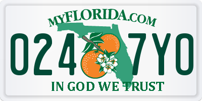 FL license plate 0247YO