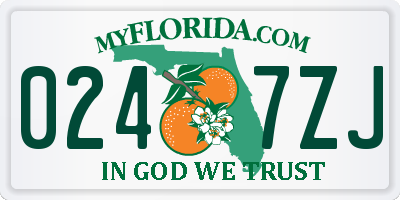 FL license plate 0247ZJ