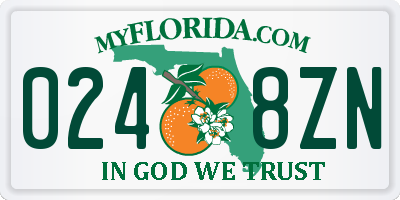 FL license plate 0248ZN