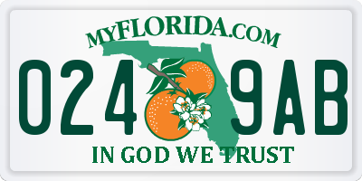 FL license plate 0249AB