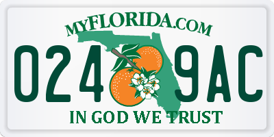 FL license plate 0249AC