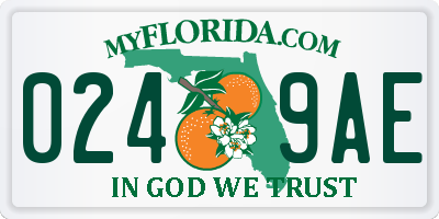 FL license plate 0249AE