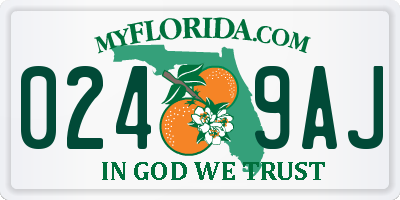 FL license plate 0249AJ