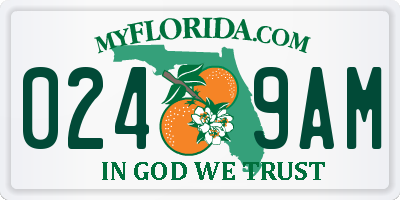 FL license plate 0249AM
