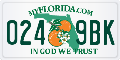 FL license plate 0249BK