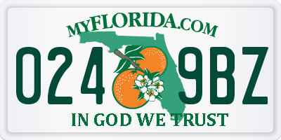 FL license plate 0249BZ